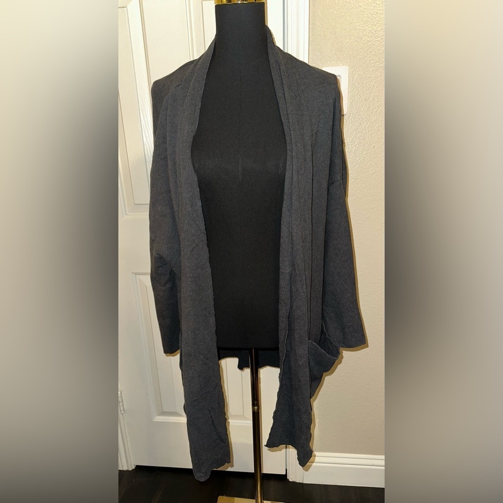 Pact Women’s Dark Gray Open Front Cardigan XL/XXL Organic Cotton Long Sleeve